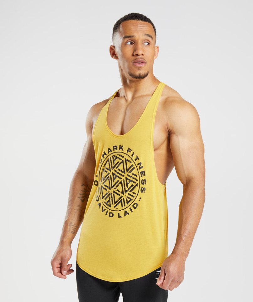 Men\'s Gymshark GS x David Laid Stringer Tanks Yellow | CA 1N6A85